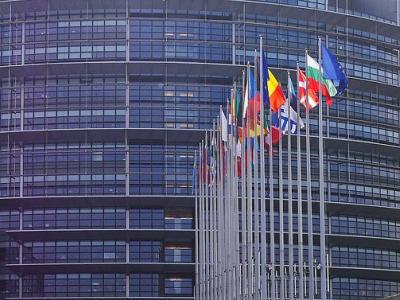 european parliament, strasbourg, flags